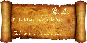 Miletics Lóránt névjegykártya