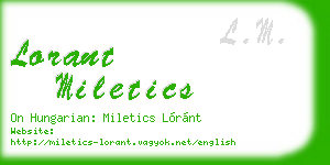lorant miletics business card