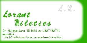 lorant miletics business card